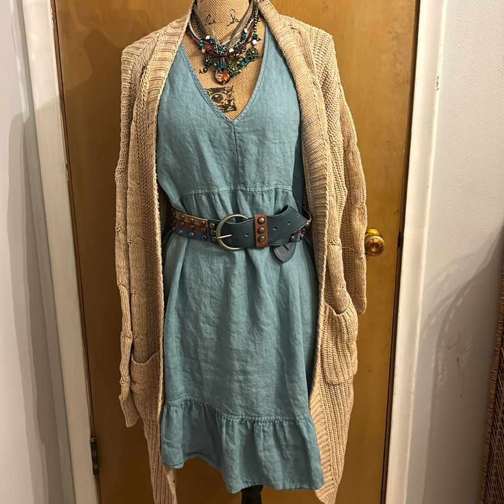 Linen peplum dress